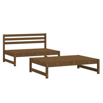 2 Piece Garden Lounge Set - Honey Brown Solid Pine Wood