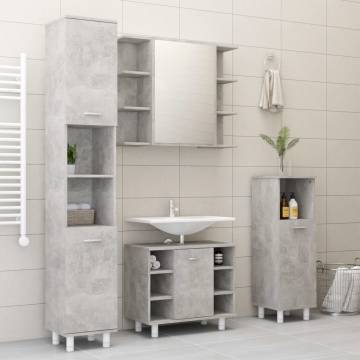 Stylish Bathroom Cabinet in Concrete Grey - 30x30x95 cm