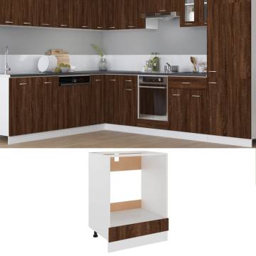 Elegant Brown Oak Oven Cabinet - Space-Saving Design