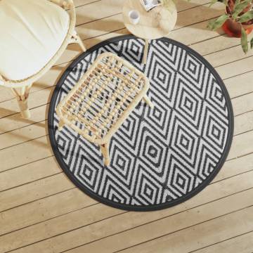 Stylish Outdoor Carpet White & Black Ø120 cm - Hipomarket