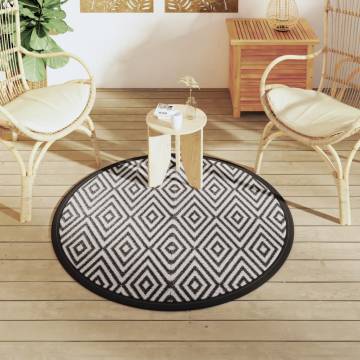 Stylish Outdoor Carpet White & Black Ø120 cm - Hipomarket