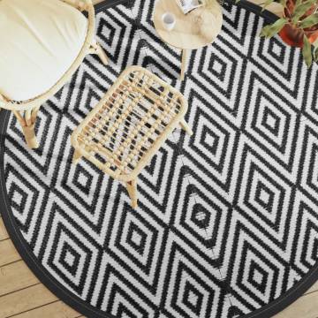 Outdoor Carpet White and Black Ø200 cm - Durable & Stylish