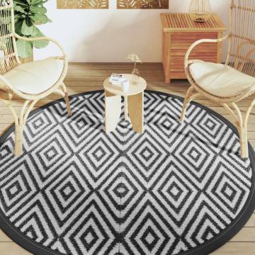 Outdoor Carpet White and Black Ø200 cm - Durable & Stylish