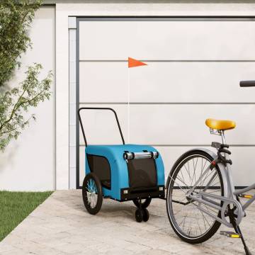 Pet Bike Trailer - Blue and Black Oxford Fabric & Iron