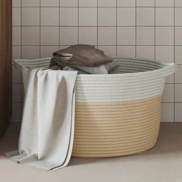 Beige & White Cotton Storage Basket Ø40x25 cm | Hipo Market