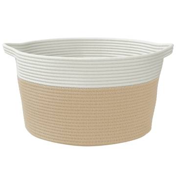 Beige & White Cotton Storage Basket Ø40x25 cm | Hipo Market