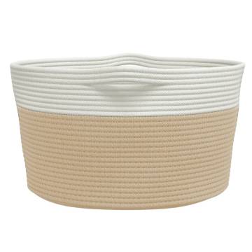 Beige & White Cotton Storage Basket Ø40x25 cm | Hipo Market