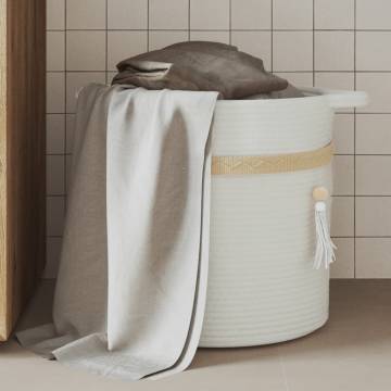 Stylish White Cotton Storage Basket Ø38x36 cm | HipoMarket