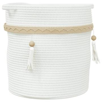 Stylish White Cotton Storage Basket Ø38x36 cm | HipoMarket