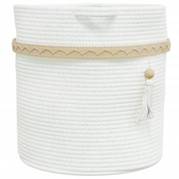 Stylish White Cotton Storage Basket Ø38x36 cm | HipoMarket