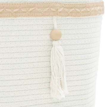 Stylish White Cotton Storage Basket Ø38x36 cm | HipoMarket