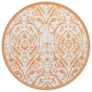 Trendy Orange and White Outdoor Carpet Ø120 cm | Hipo Market