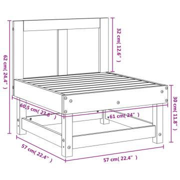 Garden Middle Sofa - Impregnated Pine Wood for Outdoor Comfort