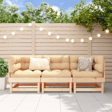 3 Piece Garden Lounge Set - Solid Wood Pine for Outdoor Relaxation