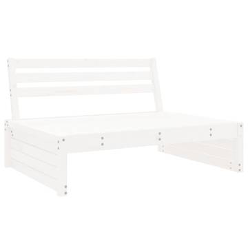 Garden Middle Sofa White - Solid Pine Wood 120x80 cm