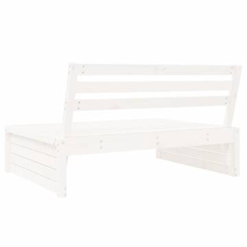 Garden Middle Sofa White - Solid Pine Wood 120x80 cm