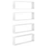 Wall Cube Shelf Set - 4 pcs High Gloss White - 100x15x30 cm