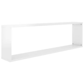 Wall Cube Shelf Set - 4 pcs High Gloss White - 100x15x30 cm