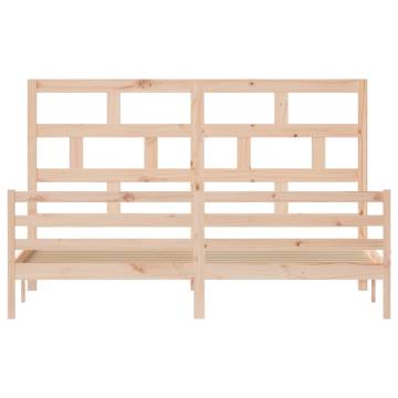 Solid Wood Pine Bed Frame 200x200 cm - Modern Bedroom Style