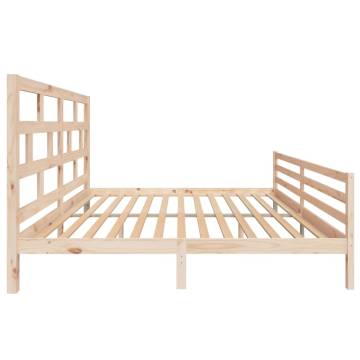 Solid Wood Pine Bed Frame 200x200 cm - Modern Bedroom Style