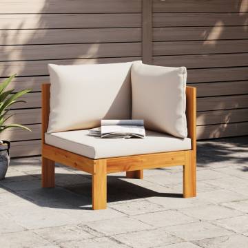 Garden Sofa Corner with Cushions - Solid Acacia Wood