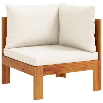 Garden Sofa Corner with Cushions - Solid Acacia Wood