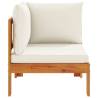 Garden Sofa Corner with Cushions - Solid Acacia Wood