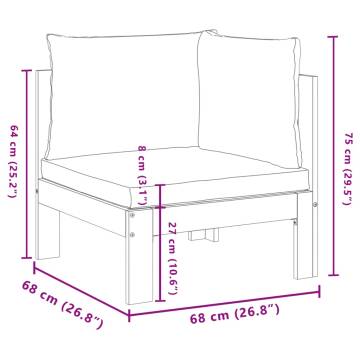 Garden Sofa Corner with Cushions - Solid Acacia Wood