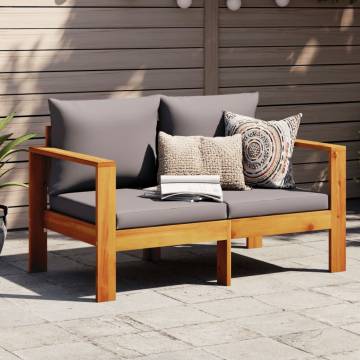 Garden Sofa with Cushions | Solid Wood Acacia 2-Seater UK