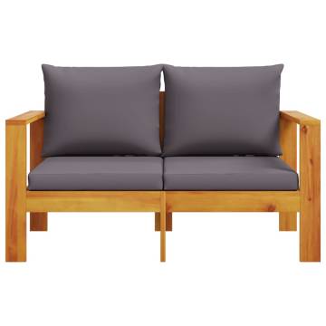 Garden Sofa with Cushions | Solid Wood Acacia 2-Seater UK