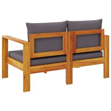 Garden Sofa with Cushions | Solid Wood Acacia 2-Seater UK