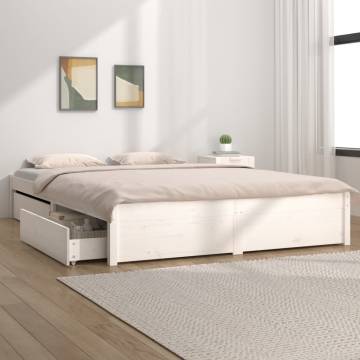 Stylish White King Size Bed Frame with Drawers | HipoMarket