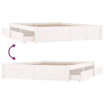 Stylish White King Size Bed Frame with Drawers | HipoMarket