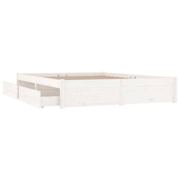 Stylish White King Size Bed Frame with Drawers | HipoMarket