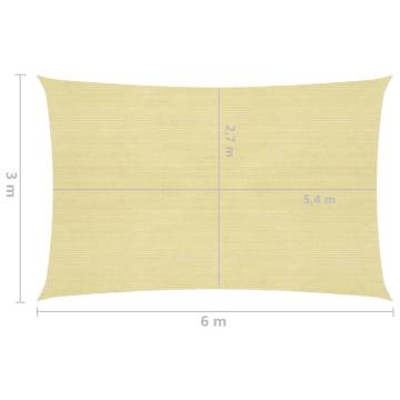 Beige Sunshade Sail 3x6 m - HDPE UV Resistant Shelter