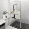 Walk-in Shower Wall with Shelf Chrome 100x195 cm ESG Glass&Aluminium Colour chrome Size 100 x 195 cm Model stone design 