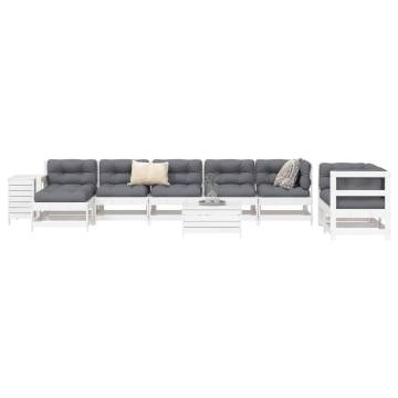 10 Piece Garden Sofa Set - White Solid Wood Pine - Hipomarket