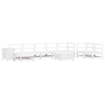 10 Piece Garden Sofa Set - White Solid Wood Pine - Hipomarket