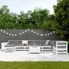 10 Piece Garden Sofa Set - White Solid Wood Pine - Hipomarket