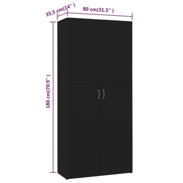 Shoe Cabinet Black 80x35.5x180 cm - Elegant Storage Solution