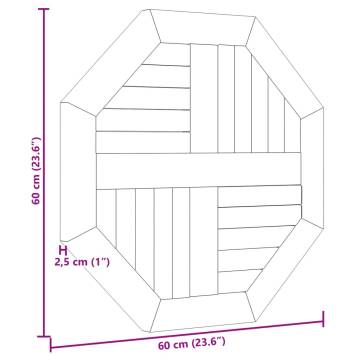 Octagonal Solid Teak Wood Table Top 60x60 cm - Hipomarket UK