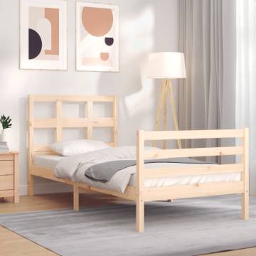 Solid Wood Bed Frame with Headboard 90x200 cm | HipoMarket UK