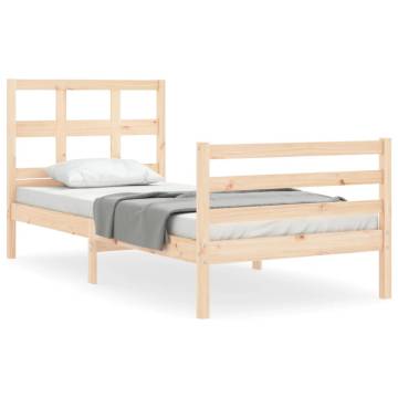 Solid Wood Bed Frame with Headboard 90x200 cm | HipoMarket UK