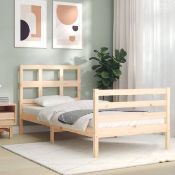 Solid Wood Bed Frame with Headboard 90x200 cm | HipoMarket UK