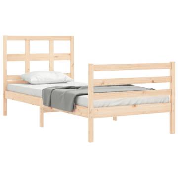 Solid Wood Bed Frame with Headboard 90x200 cm | HipoMarket UK