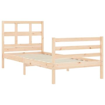 Solid Wood Bed Frame with Headboard 90x200 cm | HipoMarket UK