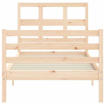 Solid Wood Bed Frame with Headboard 90x200 cm | HipoMarket UK