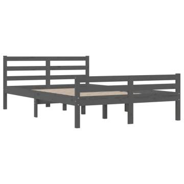 Grey Solid Wood Bed Frame 150x200 cm King Size - Hipomarket