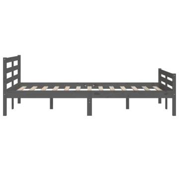 Grey Solid Wood Bed Frame 150x200 cm King Size - Hipomarket