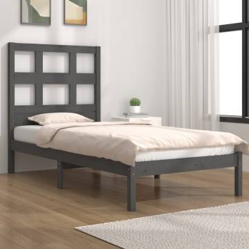 Grey Solid Wood Pine Bed Frame 90x200 cm - Hipo Market